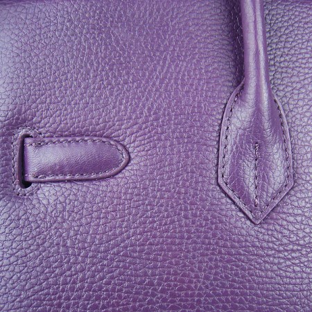 Hermes Birkin 35Cm Togo Leather Handbags Purple Silver